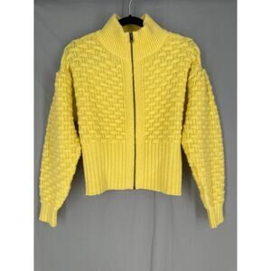 Maeve Anthropologie Sweater Womens Small Yellow Cardigan Buttercup Textured Zip